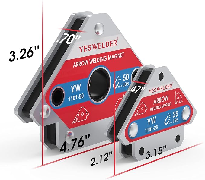 YESWELDER 25 LB & 50LB Welding Magnet-4 Pieces of Magnetic Welding Holder 25 LBS /50 LBs Holding Power Welding Accessories