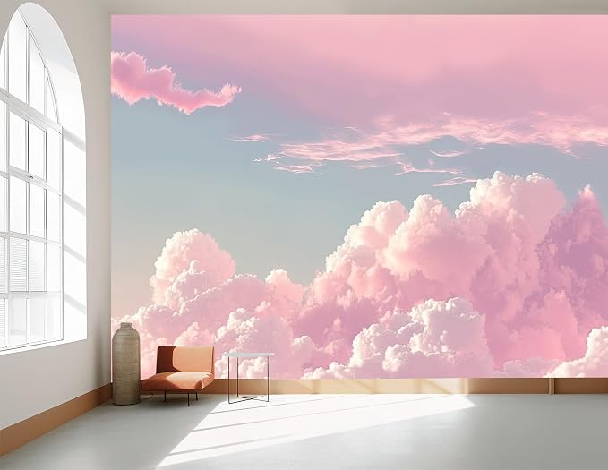 YQWDMX - 3D Pink Cloud Peel and Stick Wallpaper wall Mural Girl Kid's Room ZY08 L