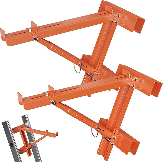 Ladder Jacks for Scaffolding Platform 2 Pack,Heavy Duty Steel Jack Scaffold Bracket,Two-Rung Short Body Extension Ladder Jack for Roofing Painting Jobsite 20 inch Platform Withstand 350 LBS