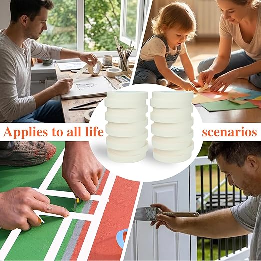 Masking Tape, 20 Packs White Masking Tape, 0.75 Inch X 55 Yards X 20 Rolls, 1100 Yards in Total. for General Purpose Use, Painting, Crafting, School Stationery, Arts, Home Use etc.