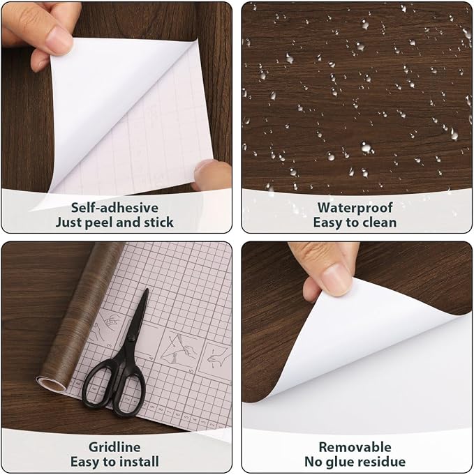 Arthome Cherry Wood Contact Paper Peel and Stick Wallpaper 16.5" x120" | Covers 13.7 sq ft.,Decorative Vinyl Film for Countertop,Cabinets,Shelf,Drawer Liner,Easy to Clean Removable Wall Covering