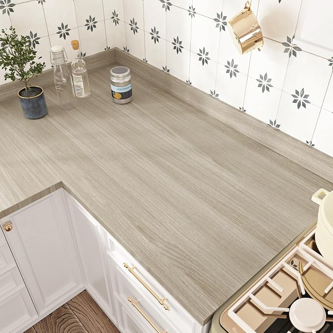 WESTICK Oak Grey Wood Contact Paper Peel and Stick Waterproof Wood Vinyl Wrap Wallpaper Self Adhesive Removable Wooden Grain Countertop Contact Paper for Kitchen Tables Office Desk Cabinets 24"x118"