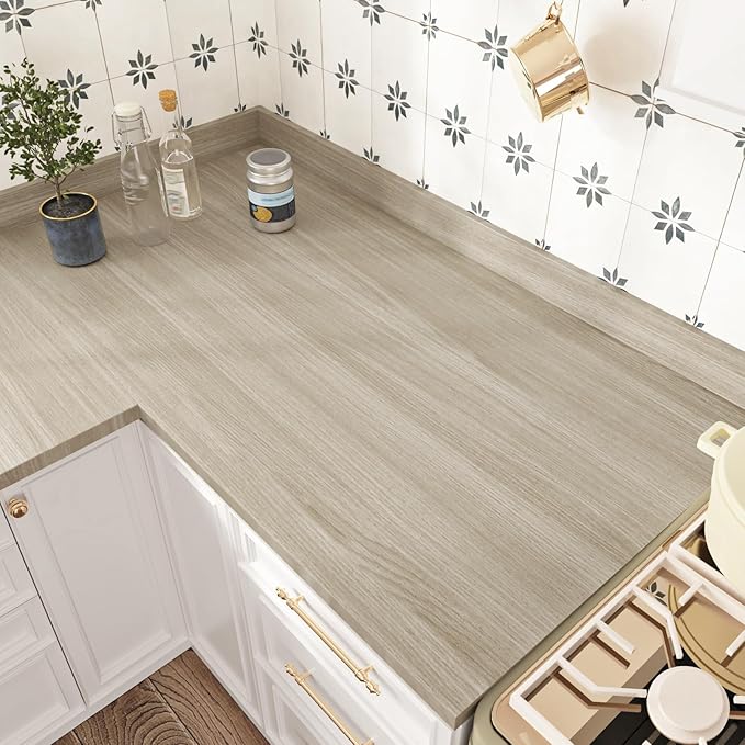 WESTICK Neutral Wood Contact Paper for Countertops Waterproof Wood Peel and Stick Wallpaper Self Adhesive Kitchen Counter Contact Paper for Tables Dresser Cabinets Bathroom Shelf Liner 15.8" x 393"