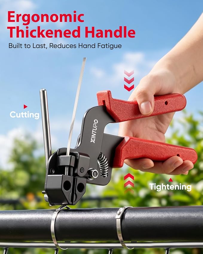 102PCS Heavy-Duty 304 Stainless Steel Cable Tie Gun Kit, Includes 100PCS 11.8 Inch Metal Zip Ties, Industrial Shears, Self-Locking, UV & Corrosion Resistant, for Fence Farm Chicken Coop Industrial Use