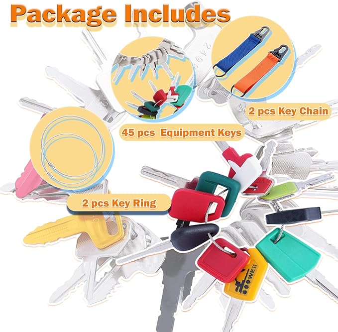 Heavy Equipment Key Set, Construction Keys,Construction Equipment Multi Keys fit Common Major Equipment Manufactures Forlift Excavator Tractor Lodaer