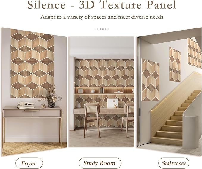 12Pack Acoustic Panels, Self-Adhesive Sound Proof Panels for Walls, Decorative Wood Grain Printing Sound Dampening Panel Sound Absorption Tile for Studio, Office, Home, 12×12×0.4", Light Walnut Grain