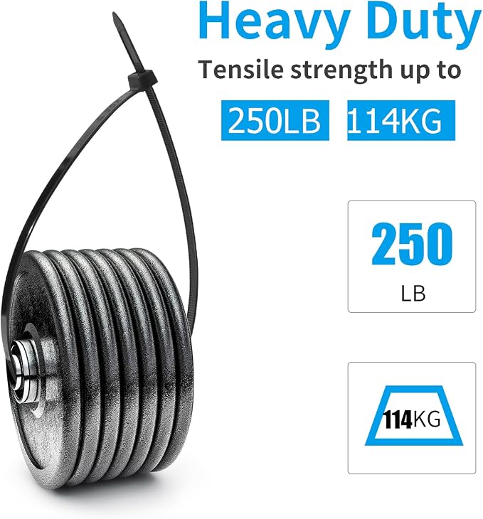 XINGO 60 inch Blcak Long Zip Ties Heavy Duty 20 PCS, 250 lbs Ultra Strong Plastic Wire Ties, Large Cable Ties Extra Long Tie Wraps, Indoor and Outdoor UV Resistant
