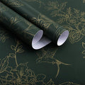 Froluya Dark Green and Gold Wallpaper Floral Peel and Stick Wallpaper 17.7"x196.8" Vintage Floral Contact Paper Peel and Stick Flowers Birds Removable Self Adhesive Wall Paper for Bedroom Cabinets