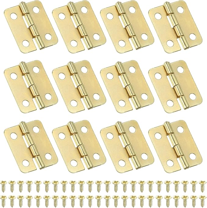 PATIKIL Small Butt Hinges 3/4 Inch, 12 Pack Mini Jewelry Box Hinge with Screw for Jewelry Wooden Boxes Cabinet Drawer Doors Gate, Gold
