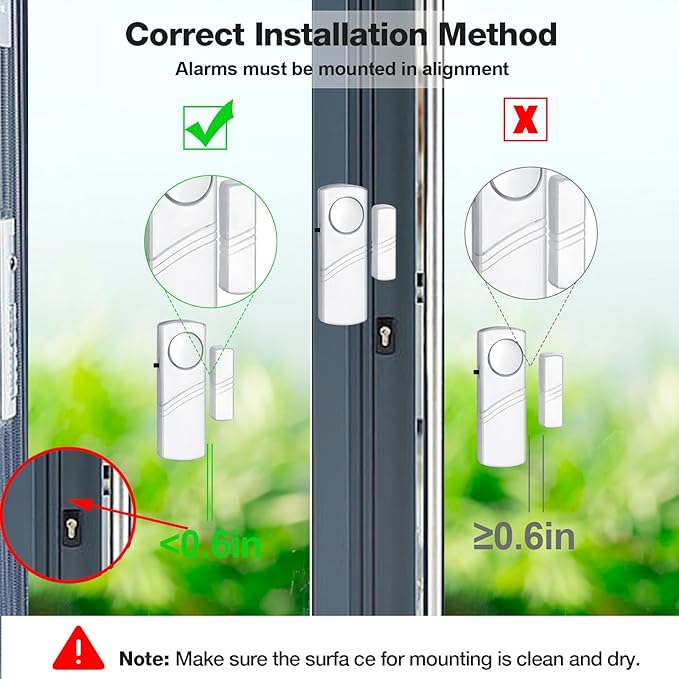 Security Door Window Alarm, 90DB Wireless Sensor Door Window Burglar Alarm, Door Alarms for Kids Safety, Easy Installation Doorbell Alarms for Office House Window Pool (6 Pack)