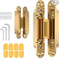 9.7" 2 pcs Hidden Hinges for Doors Invisible Hinge Concealed Hinges Zinc Alloy 180 Degree Swing Hinge 3 Way Adjustable Butt Silent Door Hinges 9.7 x 3.3 x 1inch (Gold 10 inches)