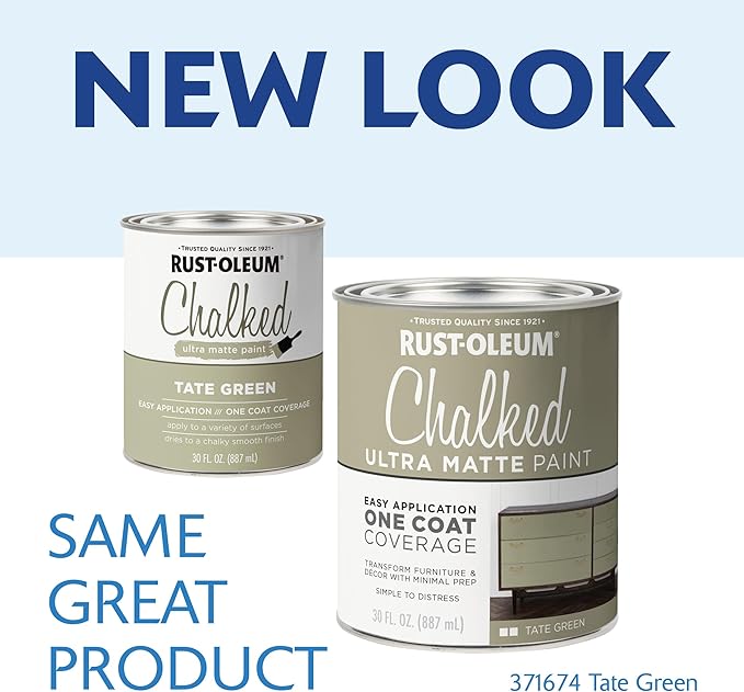 Rust-Oleum Tate Green Chalked All-in-One Ultra Matte Paint | One Coat Coverage | No Primer, Sanding, Or Topcoat Needed | Easy Clean Up | Made in USA | 30 OZ | 2 Pack