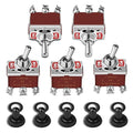 5Pack Toggle Switch, 6 Pin ON-Off-ON 12V DC 30A/250V AC 15A DPDT Marine Waterproof Toggle Switch with Boot Cap Cover, Switch for Car Auto Boat