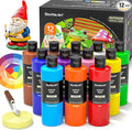 Shuttle Art Outdoor Acrylic Paint Set, 12 Colors Waterproof Paint, 8.45oz/250ml Large Bottles, Rich Pigmented Bulk Painting Supplies for Artists, Beginners on Rocks, Wood, Wall, Crafts, Garden Statues