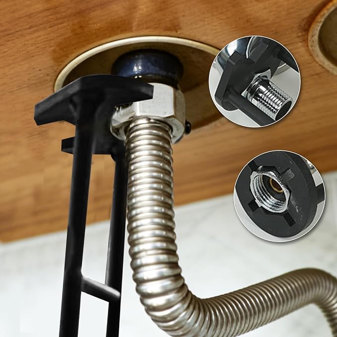 2PCS Multifunctional Sink Faucet Wrench, Plumbing Tool Kit for Tight Spaces Under Sink Basin, Portable Installation & Repair Tool for Kitchen Bathroom Homeowners (A+B)