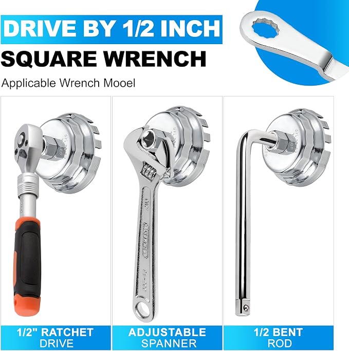 58PCS Oil Filter Wrench Set Stainless Steel 1/2" Drive Cup Remover Tool | Type Remover Tool with Drain Plug Sockets for Car, SUV(Green)