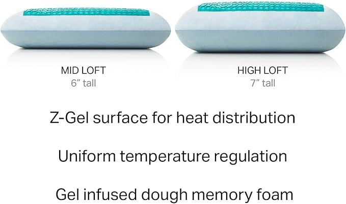 Z Gel-Infused Dough Memory Foam + Z Gel Pillow - Removable Tencel Cover - Queen - Mid Loft