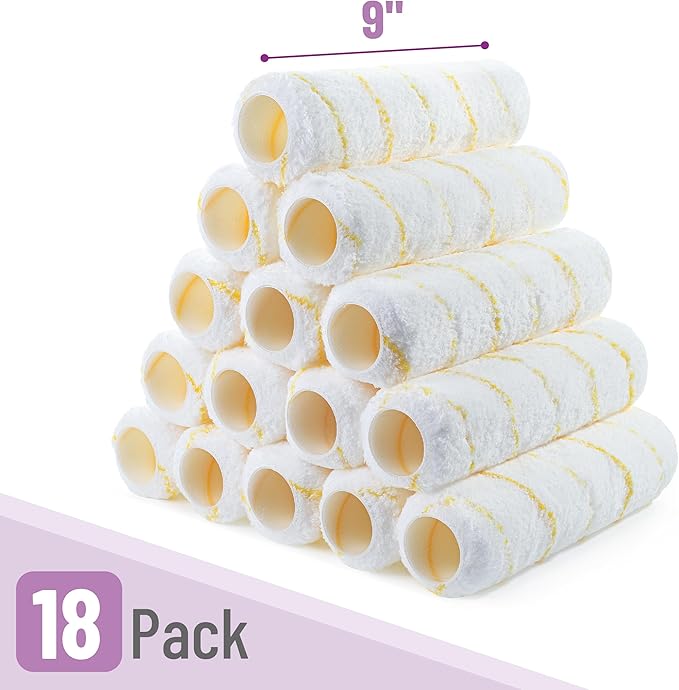 Bates- Paint Roller Covers, 9", Pack of 18, Covers for Paint Rollers 9 Inch, 9 Inch Paint Roller Covers, Paint Roller Cover, Paint Roller Covers 9 Inch, Large Paint Roller Covers