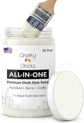 Chalky Chicks 32 Fl Oz Matte Salt Flats (Off White) Chalk Paint for Furniture Without Sanding - No Prep Furniture Paint No Sanding All in One for Crafts, Wood, Cabinet, Metal, Dresser, Farmhouse