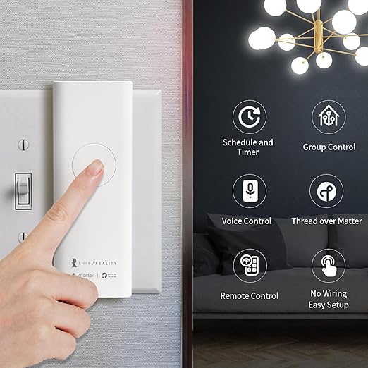 THIRDREALITY Smart Switch MT1, Matter Over Thread, Retrofit for Toggle/Rocker Switches, No Wiring Needed, Requires Thread Border Router, Works with Apple, SmartThings, Google, Home Assistant