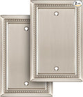 Henne Bery Sunken Pearls Heavy Duty Decorative Wall Plate Switch Plate Outlet Cover (Single Blank, 2 Pack, Satin Nickel)