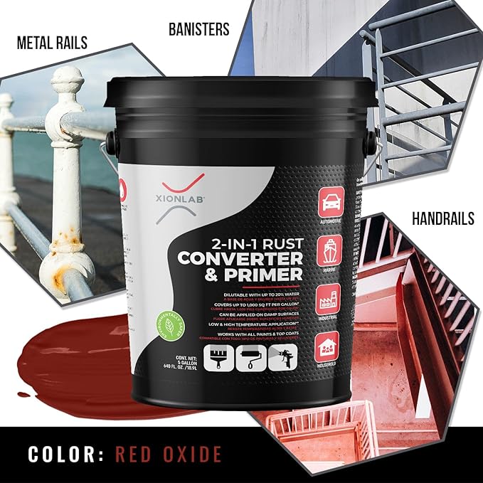 2-in-1 Rust Converter & Metal Primer, Rust Inhibitor Paint for Metal, Automotive Rust Reformer, Industrial Grade Water Based, Heat Resistance & UV Resistant. Made in the USA. As Low As ~$0.12 Per Sqft*