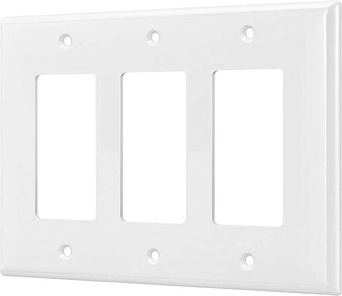 ENERLITES Decorator Light Switch or Receptacle Outlet Wall Plate, Mid-Size 3-Gang 4.88" x 6.77", Polycarbonate Thermoplastic, UL Listed, 8833M-W, White