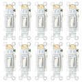 Baomain 10-Pack 15 Amp Toggle Light Switch, 3-Way, Residential/Commercial Grade, On/Off Switch, Glossy White, UL Certified