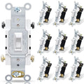 ELEGRP 4 Way Toggle Light Switch, 15 Amp, 120-277V, Toggle Framed AC Quiet Switch, in Wall On/Off Switch, Self-Grounding, Residential and Commercial Grade, UL Listed (10 Pack, Glossy White)
