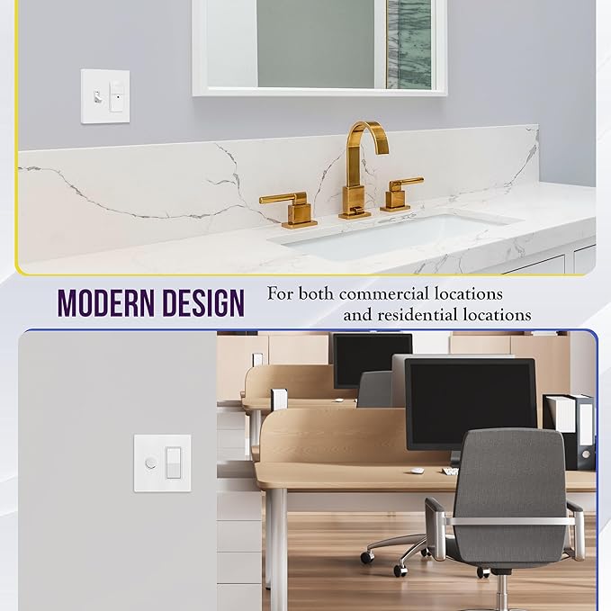 ENERLITES Combination Toggle Light Switch/Decorator Light Switch Plate, Double Switch Wall Plate, Standard Size 2-Gang 4.68" x 4.73", Polycarbonate Thermoplastic, Gloss Finish, SI881131-W, White