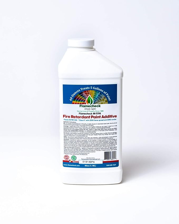 Flamecheck M-111PA Fire Retardant Paint Additive (40 ounces) Mix 8 ounes to 1 US Gallon of Latex paint or primer.
