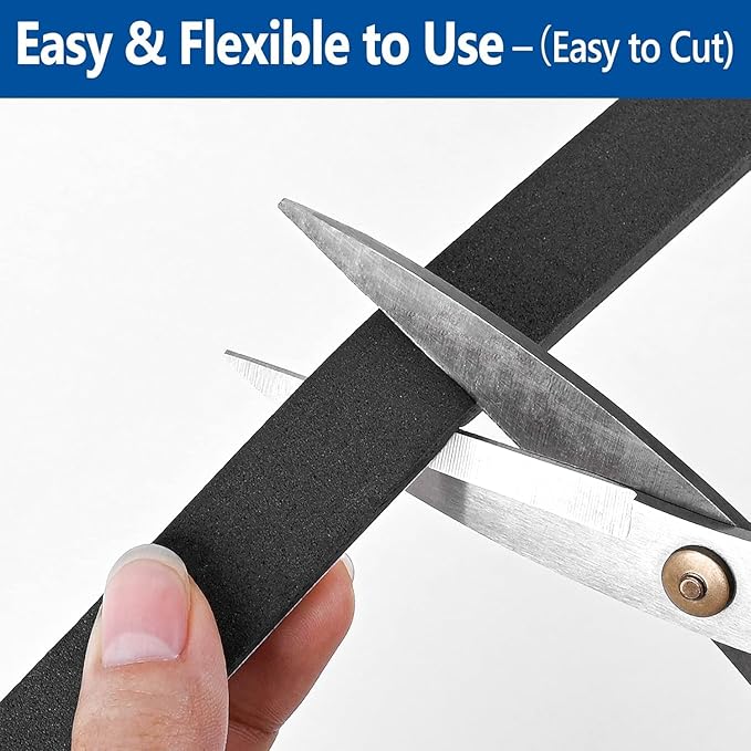 Self Adhesive Foam Tape Weatherstrip 1/4In x 1/4In x 33Ft High Density Foam Insulation Strips Foam Seal Weather Stripping with Strong Adhesive for Door and Window Sound Isolation Soundproofing