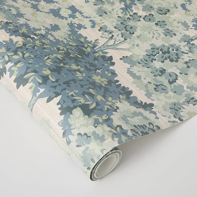 Tempaper Textured Green Canopy Toile Faux Grasscloth Removable Peel and Stick Wallpaper, 20.5 in X 16.5 ft, Made in The USA