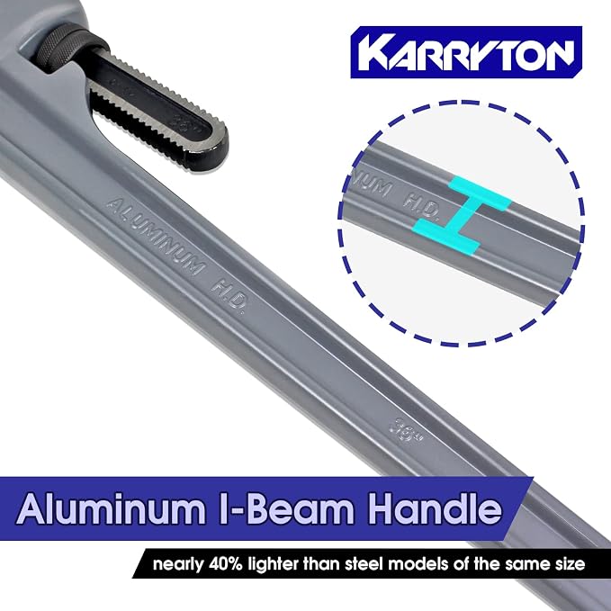 36 Inch Aluminum Pipe Wrench, 6-1/4"/158mm Adjustable Cr-Mo Jaw Opening Heavy Duty Aluminum Straight Handle Plumbing Wrenches, Perfect Plumbers Tool Exceed GGG Standard (36-INCH)