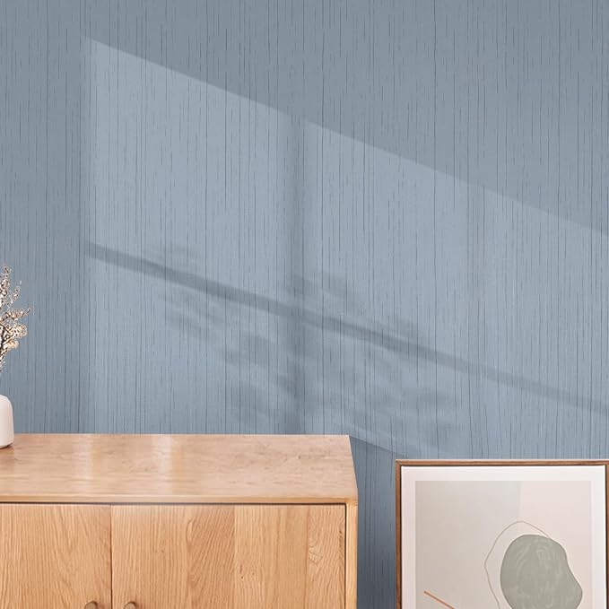 Grasscloth Peel and Stick Wallpaper Grey Blue Contact Paper 15.7in X 118in | Fabric Textured Self-Adhesive Removable Vinyl Wall Paper Grass Cloth Linen Wallpapers for Bathroom Bedroom Cabinets Desk
