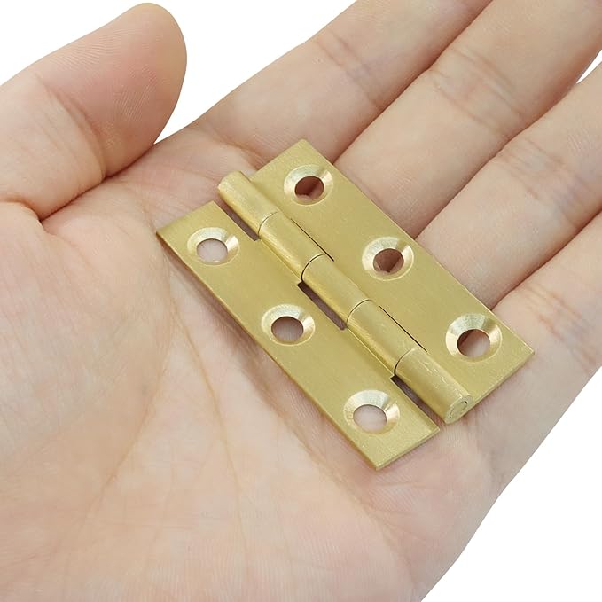 Murtenze 4 Pcs 2 Inch Mini Solid Brass Hinges，Brass Cabinet Hinges Small Box Hinges Butt Hinges for Cabinet, Drawer, Wood Box