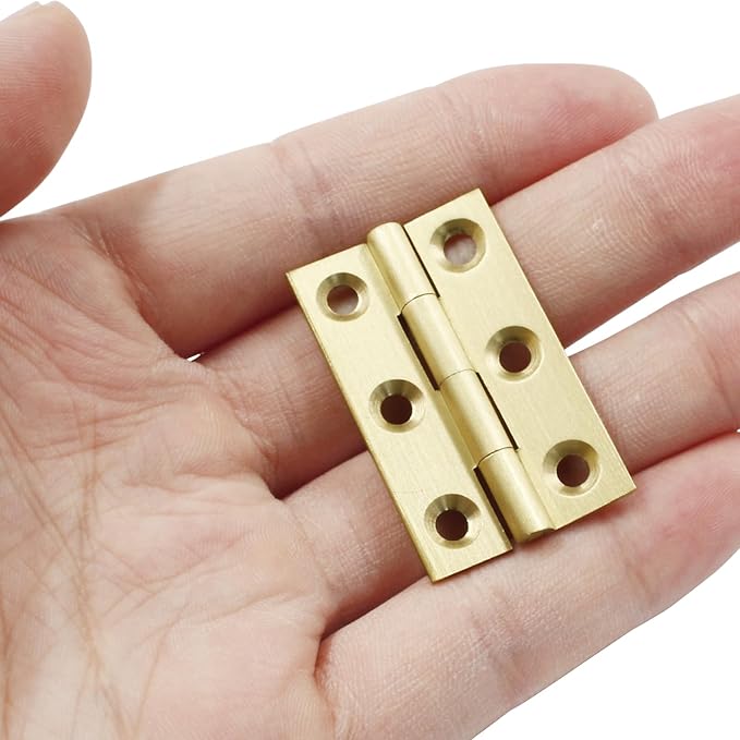 Murtenze 8 Pcs Mini Solid Brass Cabinet Hinges, Small Box & Drawer Butt Hinges