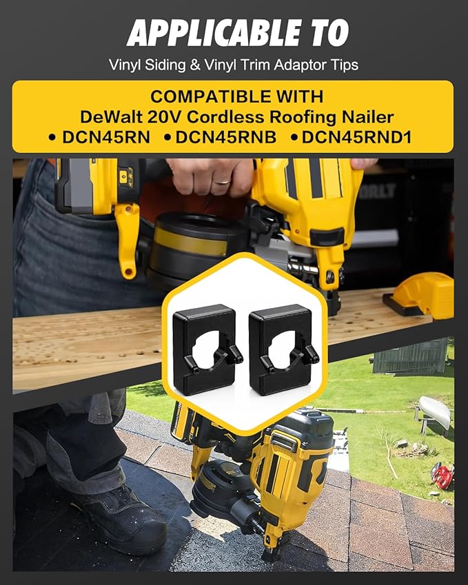 Vinyl Siding Adapter Tips for DeWalt DCN45RN Roofing Nailer (2 Pack Horizontal), Compatible with DCN45RNB & DCN45RND1, Roofing Nailer Siding Attachment for Precise Installation