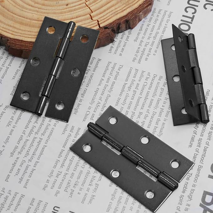Murtenze 24 Pack 2.5 Inch Door Hinge Cabinet Hinge,Black Butt Hinges Ball Bearing Hinges Window Hinges Outdoor Hinges with Mounting Screws