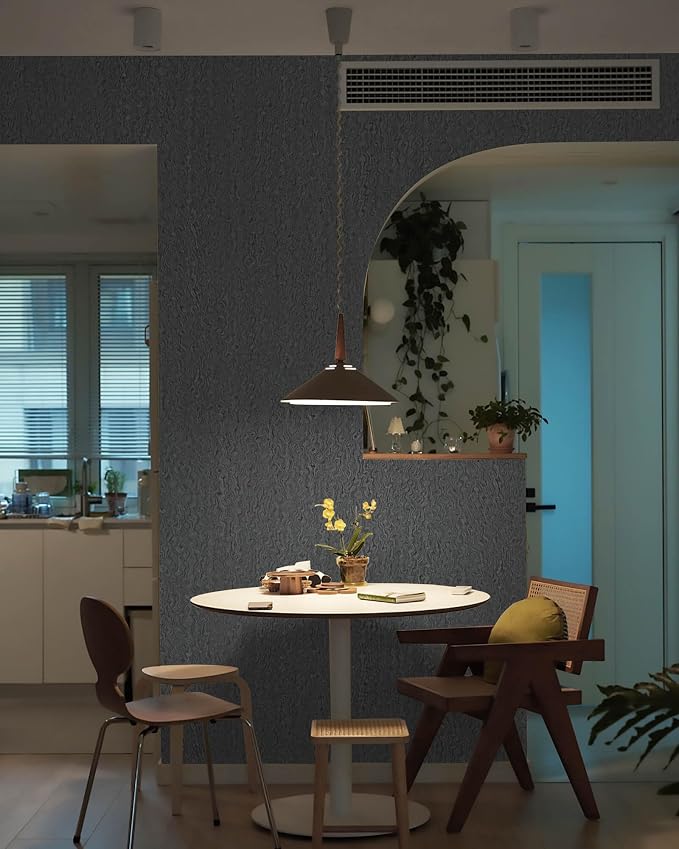 Heroad Grey Peel and Stick Wallpaper Modern Contact Paper Dark Grey and Black Wall Paper Renter Friendly Removable Vinyl Self-Adhesive Waterproof for Bathroom Bedroom Cabinet and Drawer 15.7" x 393"