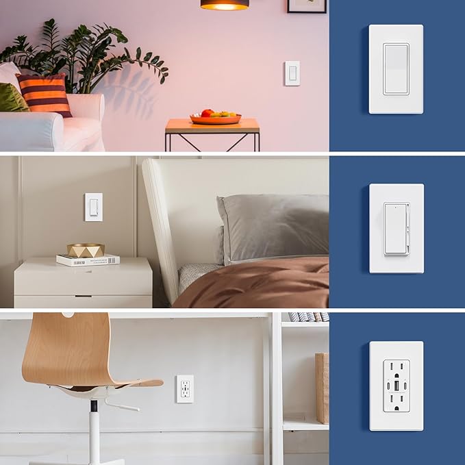 AIDA 1-Gang Screwless Light Switch Cover Plate, Standard Decorative Outlet Covers - Matte White, 10-Pack Unbreakable Polycarbonate Wall Plates for Decorator Device, UL Listed, 4.5" H x 2.75" L