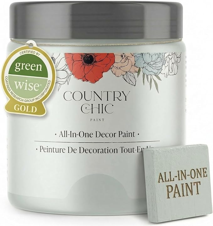Country Chic All-in-One Chalk Paint for Furniture, Cabinets, Home Decor, Eco-Friendly, Matte Finish, Built-In Primer & Top Coat for Wood, Metal - String of Pearls (Light Blue) - Pint 16 oz (475 ml)