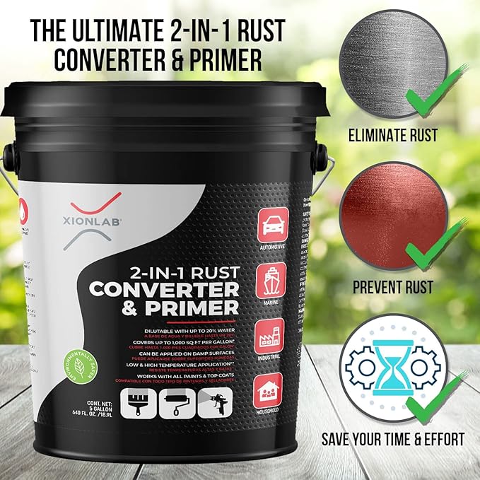 2-in-1 Rust Converter & Metal Primer, Rust Inhibitor Paint for Metal, Automotive Rust Reformer, Industrial Grade Water Based, Heat Resistance & UV Resistant. Made in the USA. As Low As ~$0.12 Per Sqft*