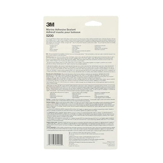3M Marine Adhesive Sealant 5200 - Permanent Bonding and Sealing for Boats and RVs Above and Below the Waterline Waterproof Repair, White, 1 oz Tube