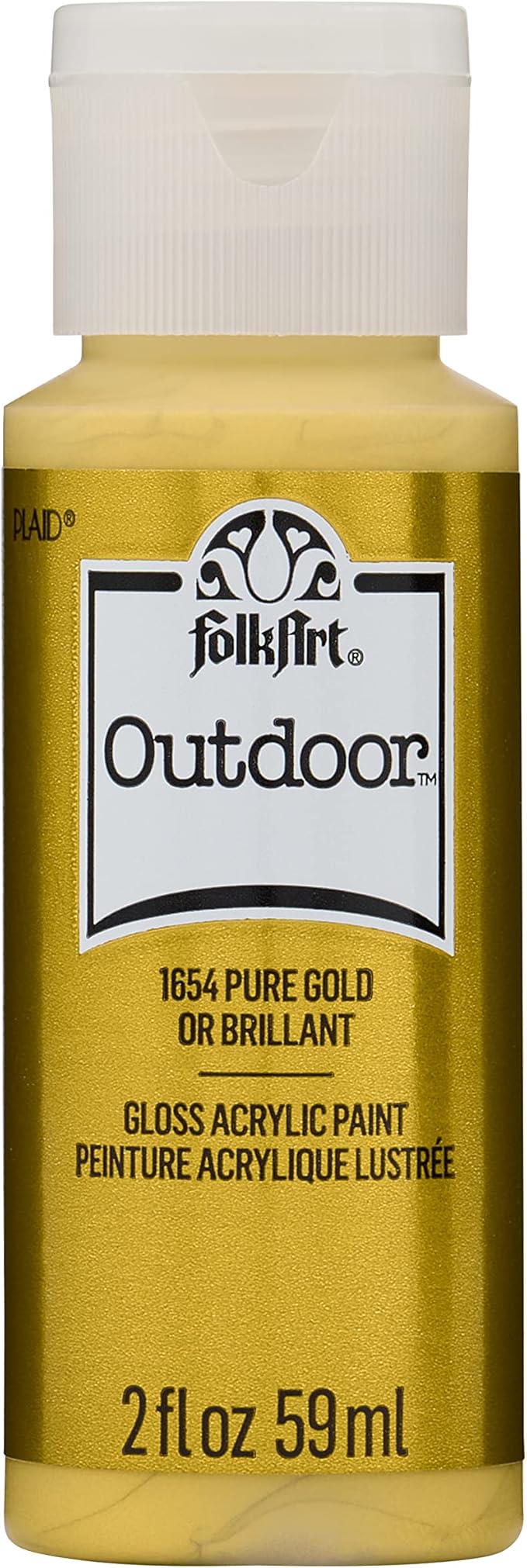 FolkArt Outdoor Acrylic Paint in Assorted Colors (2 Ounce), 1654 Metallic Pure Gold