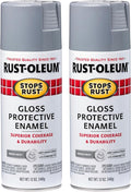 Rust-Oleum 7786830 Stops Rust Spray Paint, 12 oz, Gloss Smoke Gray, 2 Pack