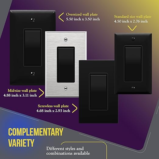ENERLITES 4-Way Decorator Paddle Rocker Light Switch, Clamp Down Wiring, Gloss Finish, Grounding Screw, Residential Grade, 15A 120V/277V, UL Listed, 94150-BK, Black