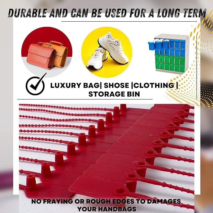JAVIKA 250pcs Plastic Tamper Seal Tags, Red (9.17in) PA66, Cable Management, Fire Extinguisher Tags, Luggage Tag, Electronics | One-piece construction, Self-Locking & Versatile, Easy to Use and Write On, Wide Range of Applications