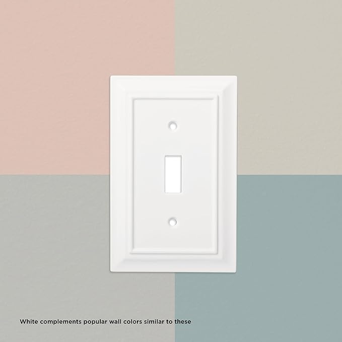 Franklin Brass Classic Architecture (1-Pack) Decorative Light Switch Cover Pure White 2-Gang Decorator/Rocker Wall Plate Double Switch Plate Cover Electrical Outlet Guard W35248-PW-C
