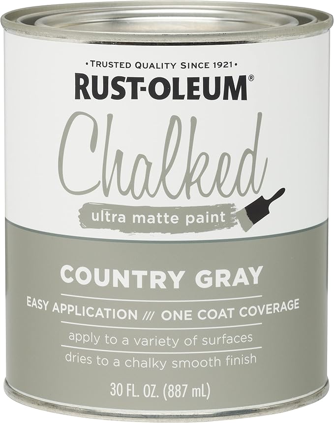 Rust-Oleum Country Gray Chalked All-in-One Ultra Matte Paint | One Coat Coverage | No Primer, Sanding, Or Topcoat Needed | Easy Clean Up | Made in USA | 30 OZ | 2 Pack